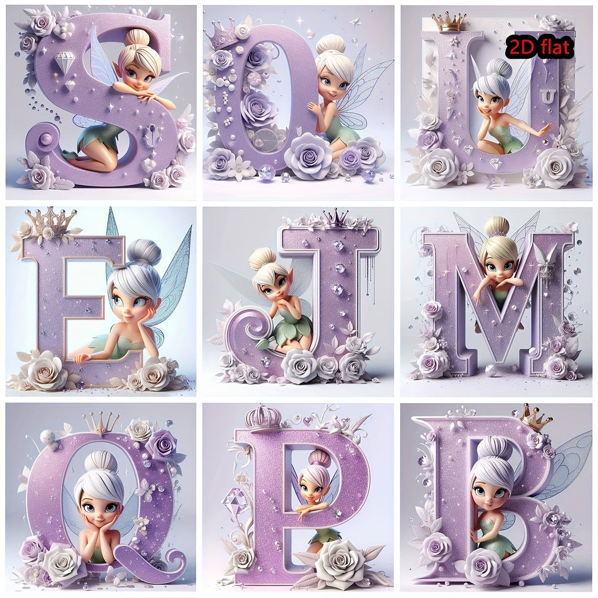 Round Diamond Art Kit with A-Z Letters and Elves Wall Decor