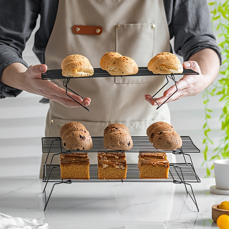 Foldable Four Layer Cooling Rack Set With Silicone Spatula