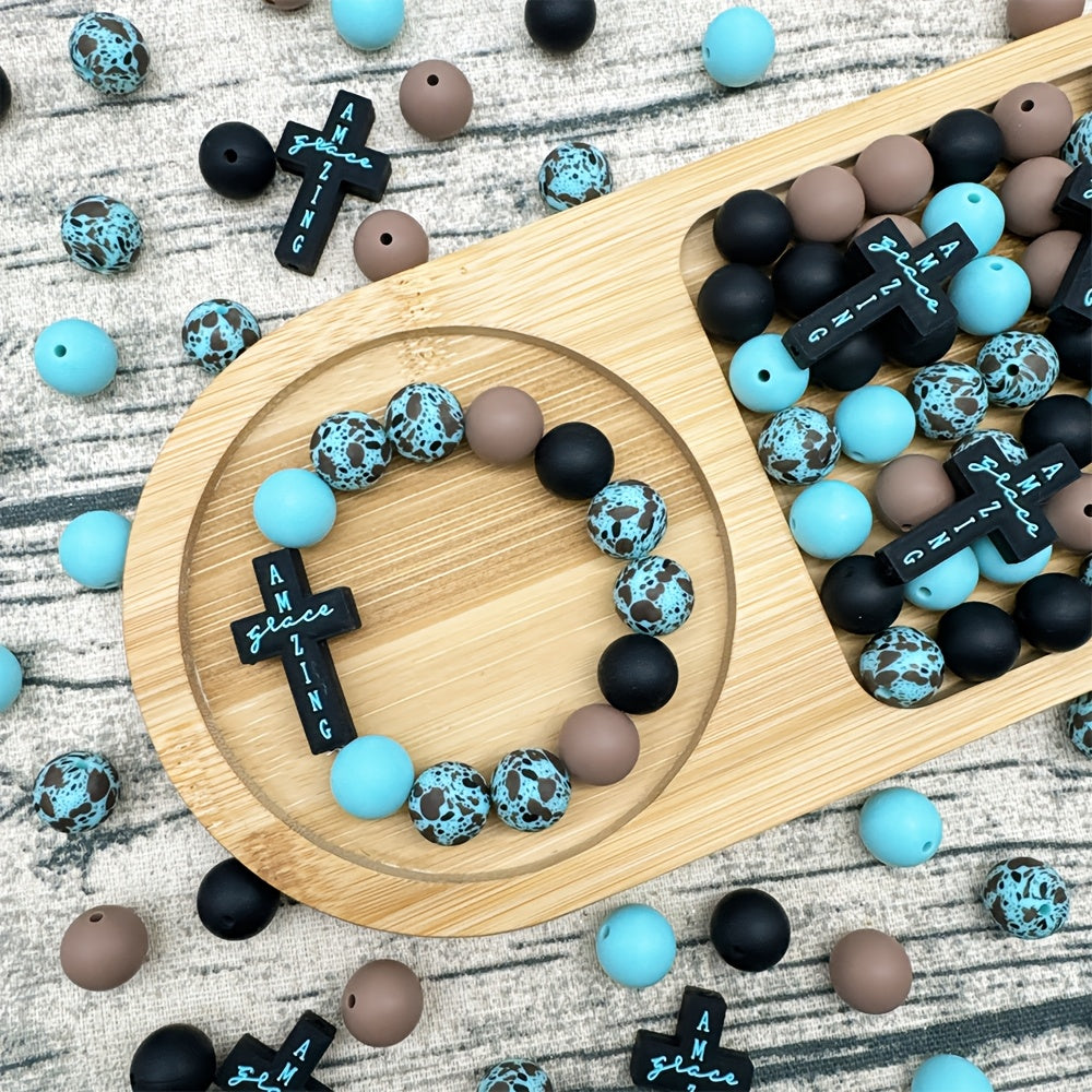 Vibrant Cross Beads Set For Diy Jewelry And Crafts Projects