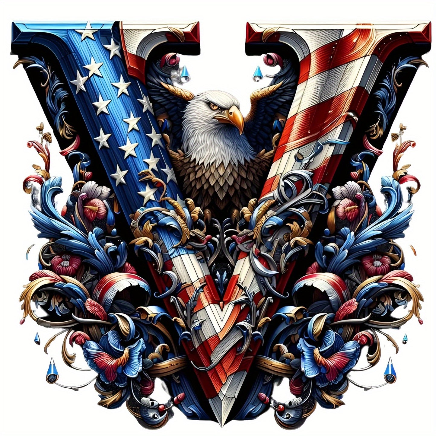 DIY Diamond Art Eagle Flag Alphabet 5D Kit 25 Letters AZ