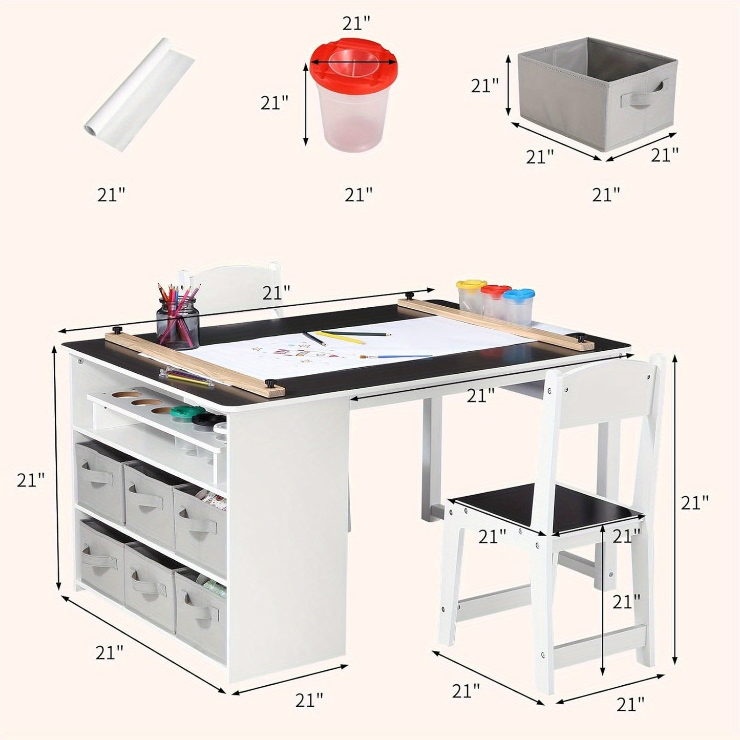 Cuties 4-in-1 Craft Table with Chair and Organizer