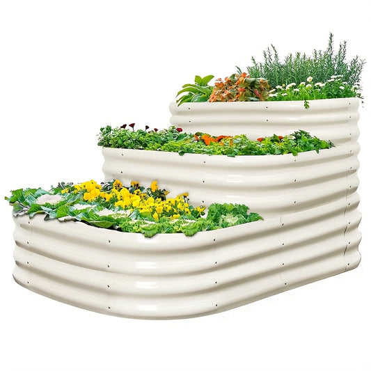 Three Tier Galvanized Steel Raised Garden Bed Kit Outdoor
