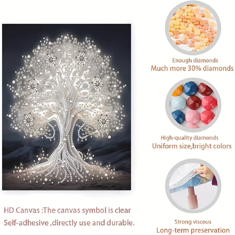 5D DIY Full Round Diamond Painting Tree Kit, 30x40cm Home Decor