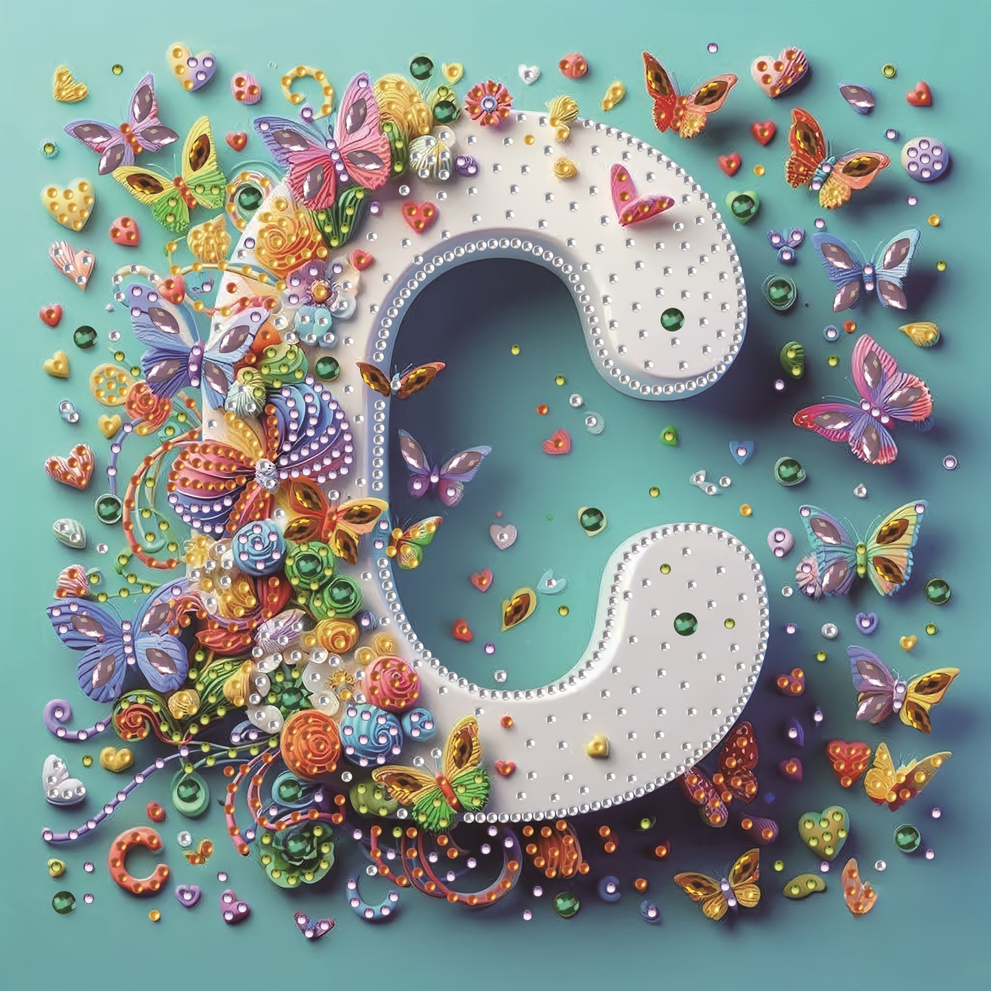 DIY Alphabet Diamond Painting Kit with Butterfly Designs