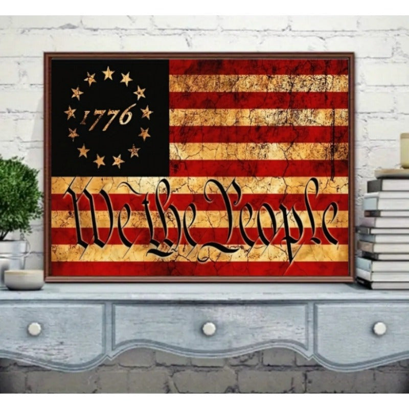 Patriotic Diamond Painting Kit We The People Flag Design