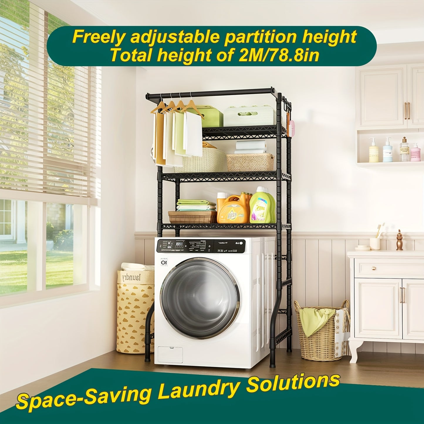 Heavy Duty Freestanding Laundry Rack 6 Shelves And Rods
