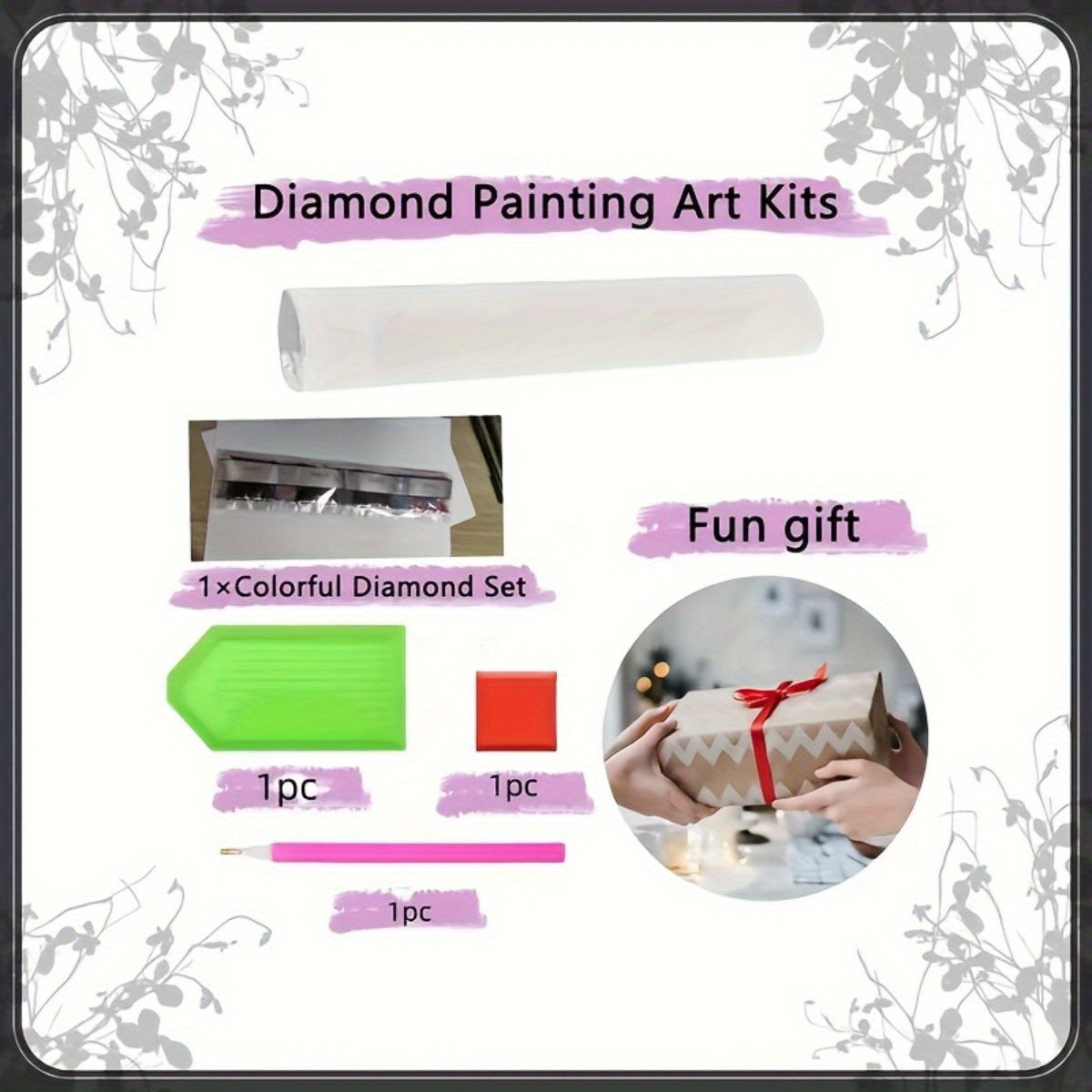 Frameless 5D Diamond Art Painting Kit Round Diamonds