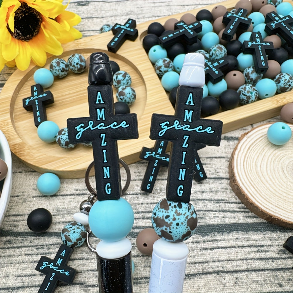 Vibrant Cross Beads Set For Diy Jewelry And Crafts Projects