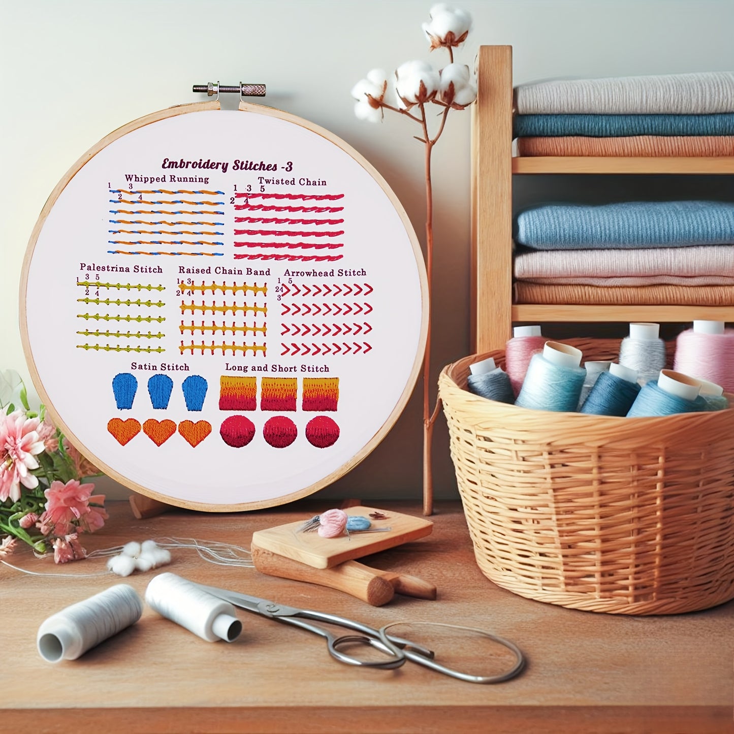 Classic Embroidery Stitches Practice Kit For Beginners
