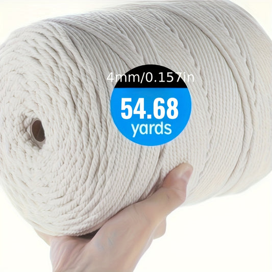 4mm Beige Cotton Rope 54.68 Yards For DIY Crafting Kit