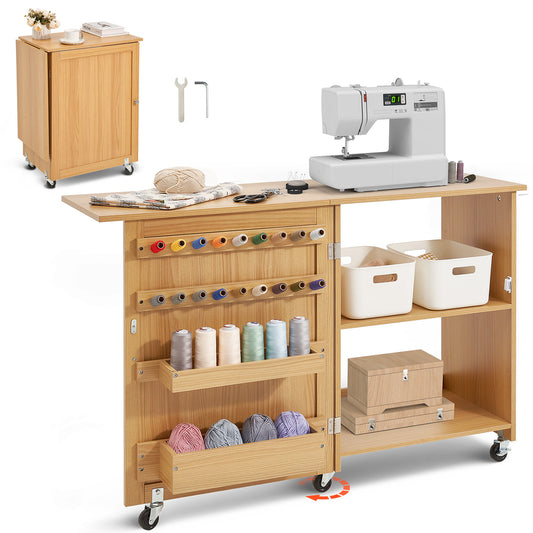 Vevor Folding Sewing Craft Table With Lockable Wheels