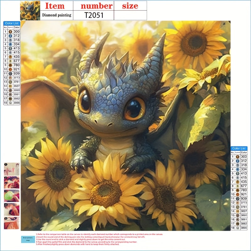 Beginner Friendly 5D Diamond Art: Sunflower Dragon Baby