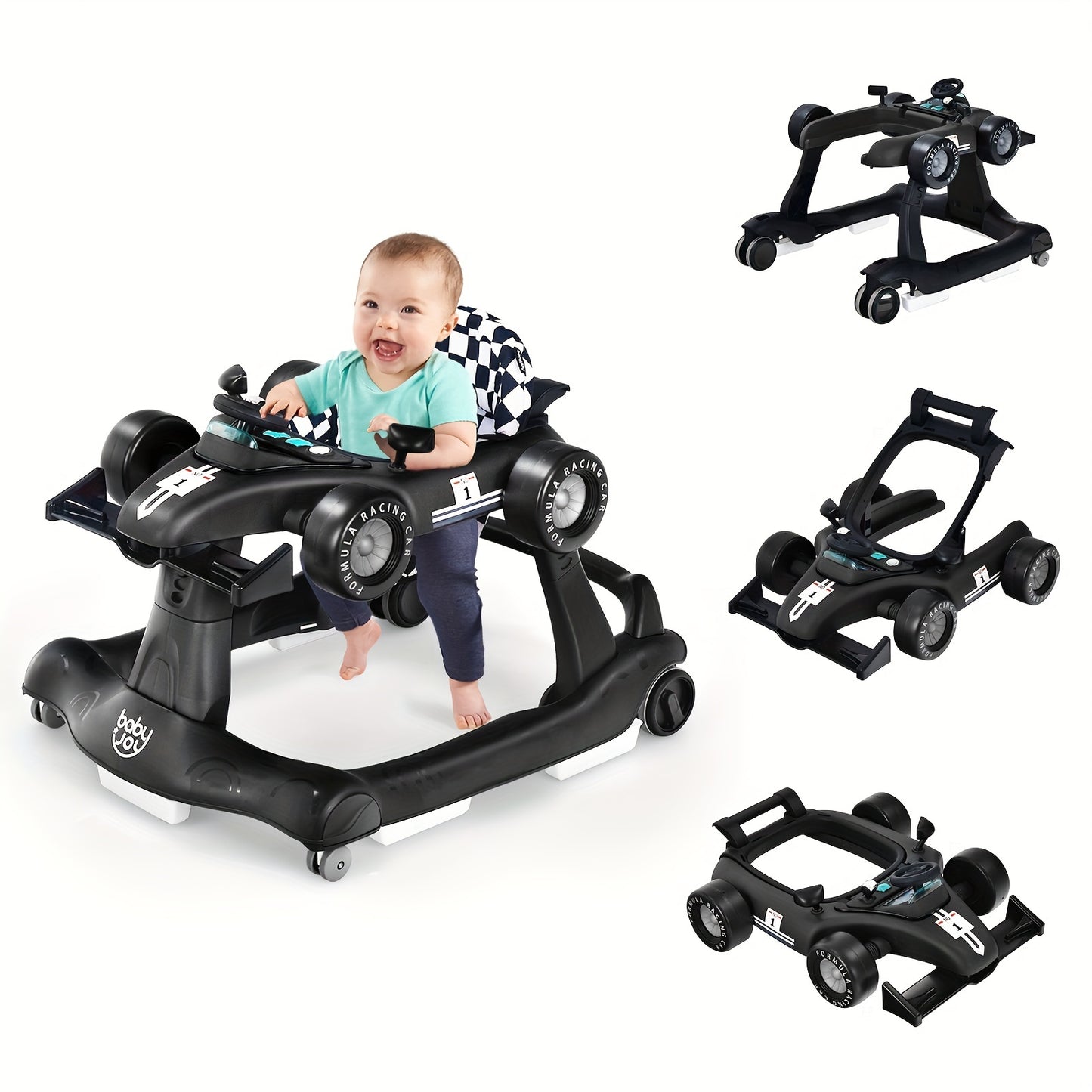 Costway 4 In 1 Baby Walker Foldable Push Walker Blue