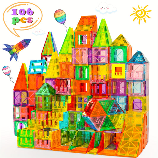Magnetic Tiles Building Blocks Set 136 106 Pieces STEM Toys