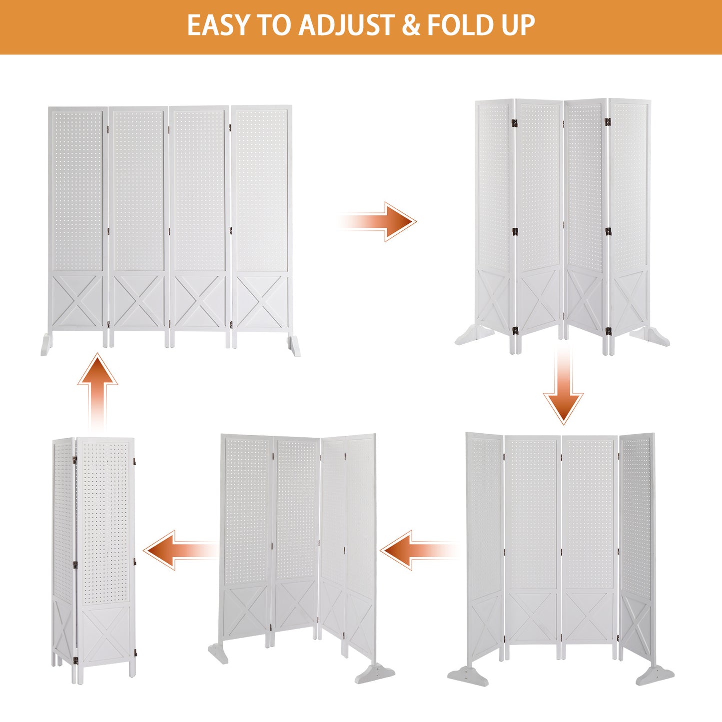 Vingli 60 Inch Freestanding Wood Pegboard Room Divider