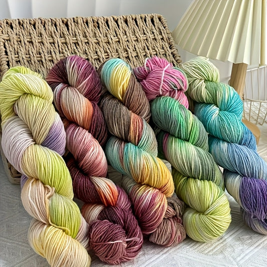 Hand Dyed Yarn Set Four Skeins For Knitting Scarves Hats
