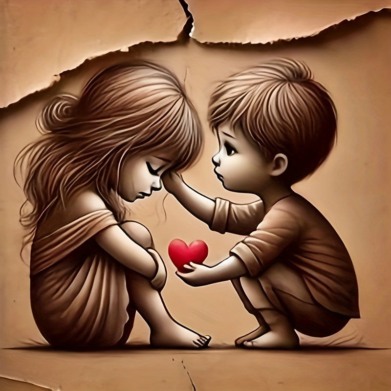 5D Diamond Painting Kit Round Canvas Boy And Girl Gift