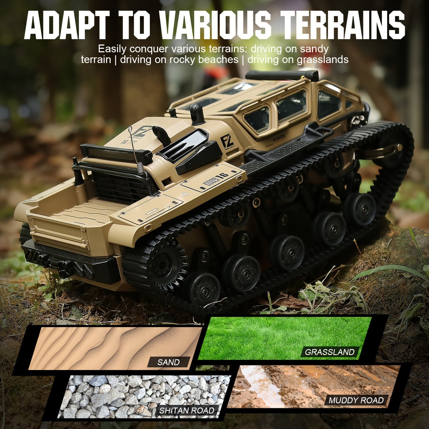 RC Tracked Tank Remote Control Offroad Car With LED Lights