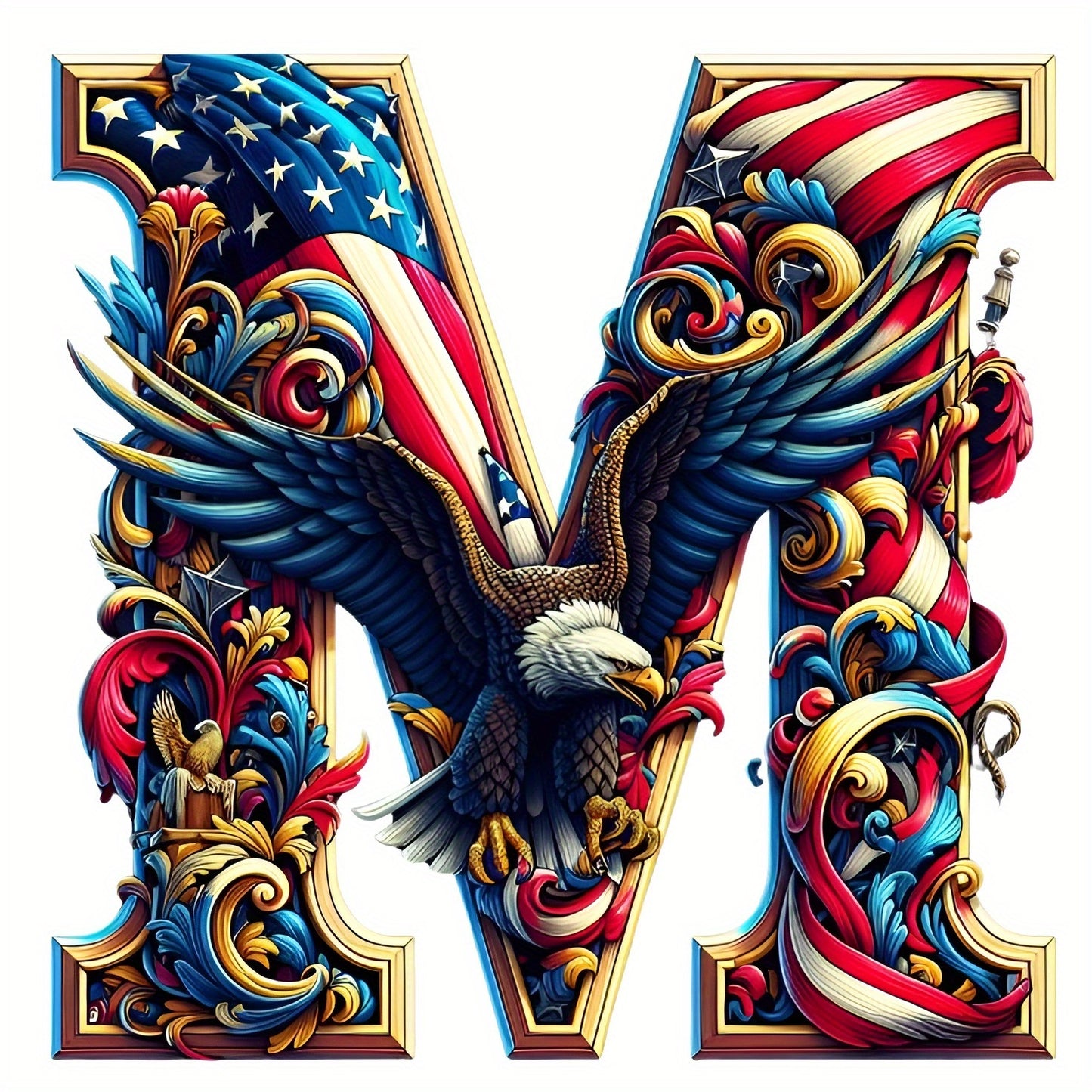 DIY Diamond Art Eagle Flag Alphabet 5D Kit 25 Letters AZ