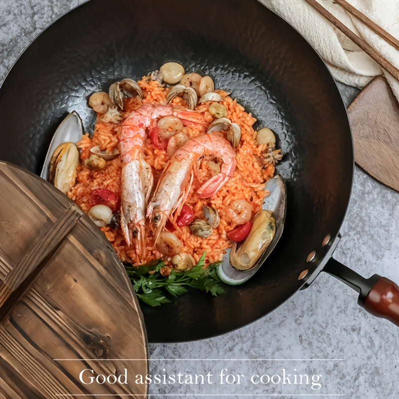 Hihegd Cast Iron Wok Set 14 Piece Induction Safe With Lid