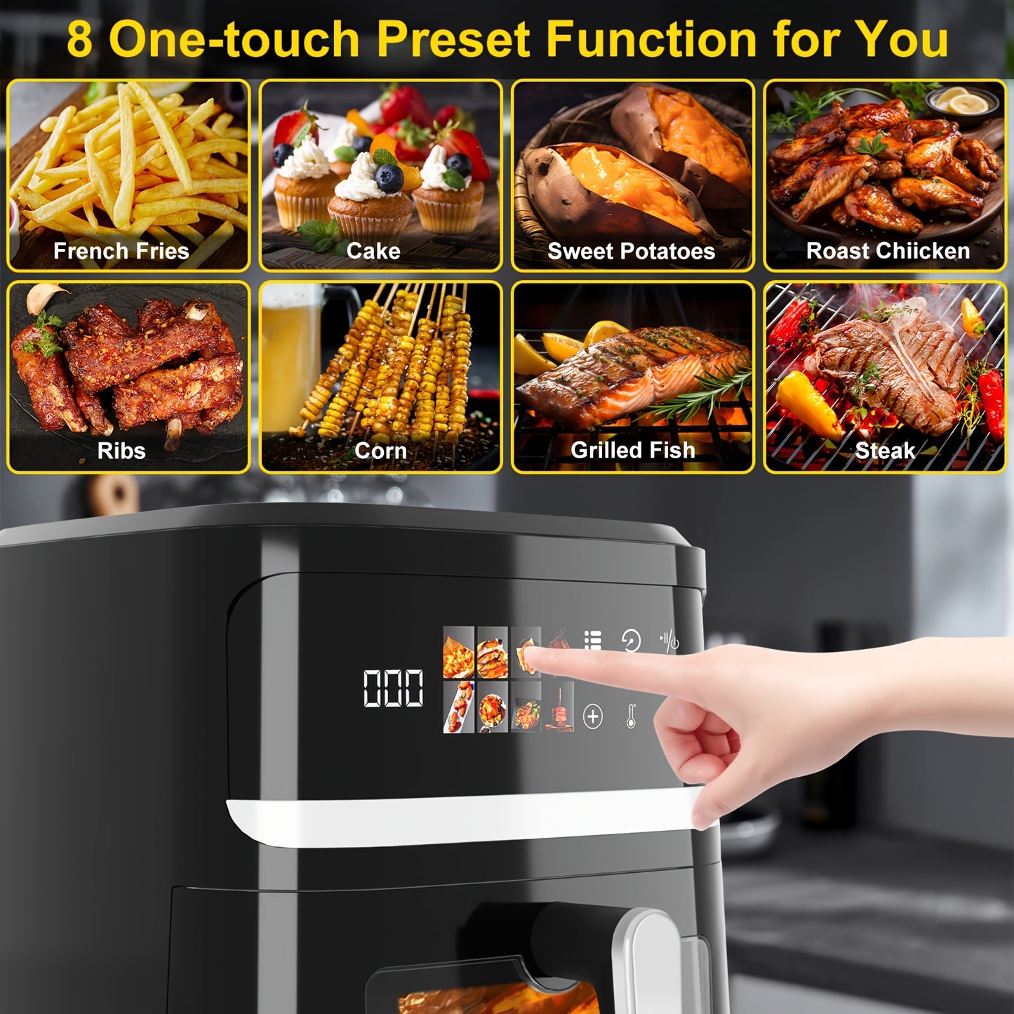 Eight Point Five Quart Air Fryer With Smart Programs LCD