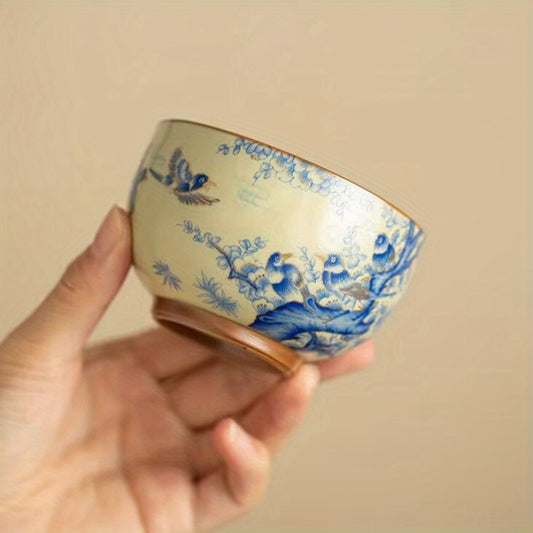 Chinese Retro Ceramic Tea Bowl Imitation Song Ru Kiln Gift