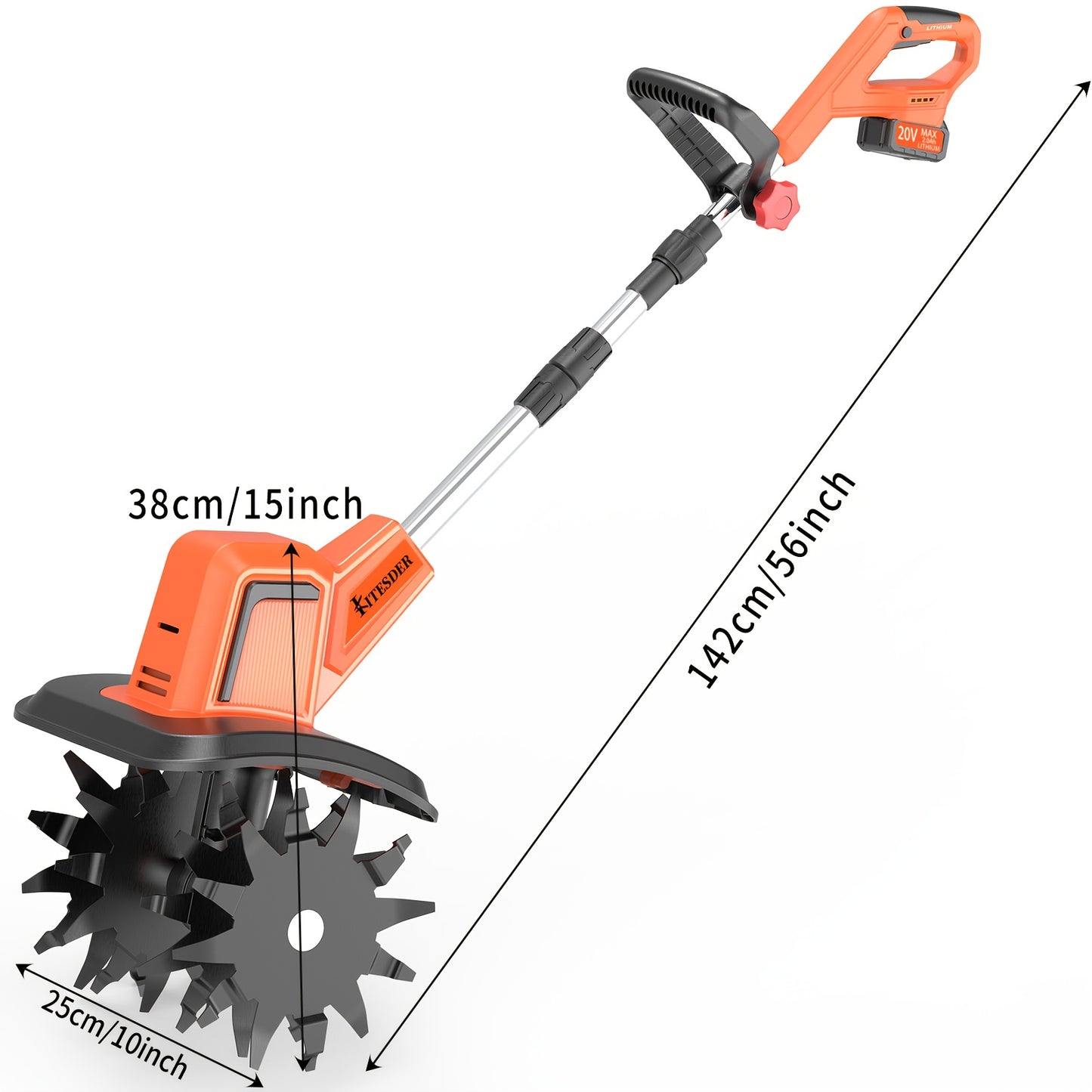 20V Cordless Tiller Cultivator With 9 Inch 4 Steel Tines
