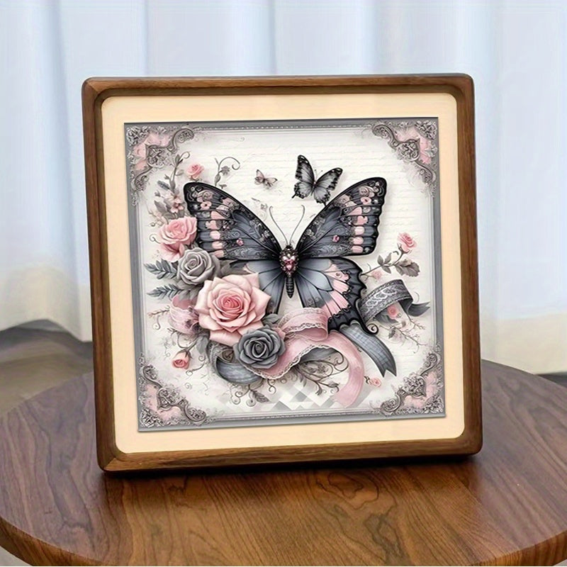 Elegant Gothic Victorian Butterfly Roses 5D Diamond Art Kit