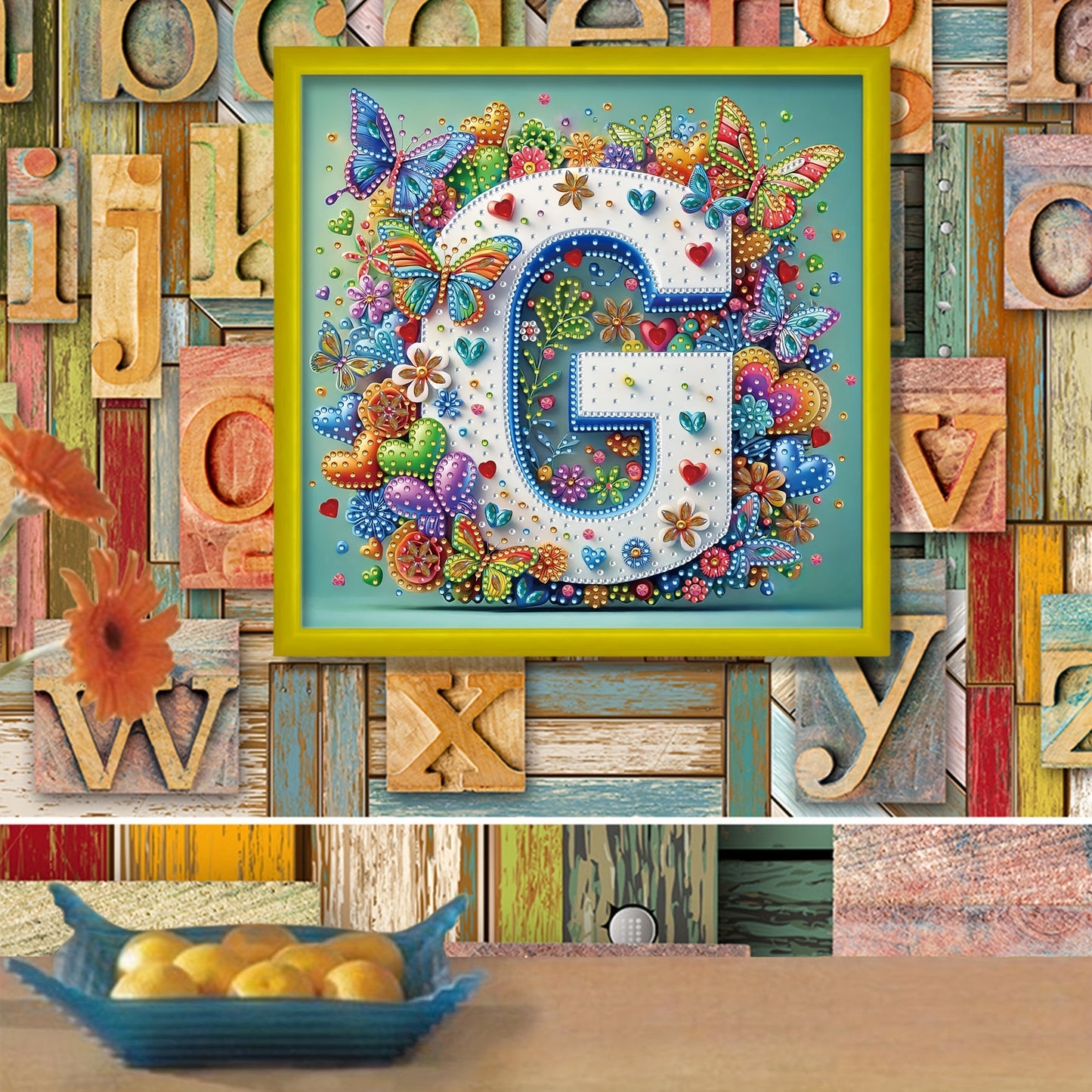 DIY Alphabet Diamond Painting Kit with Butterfly Designs