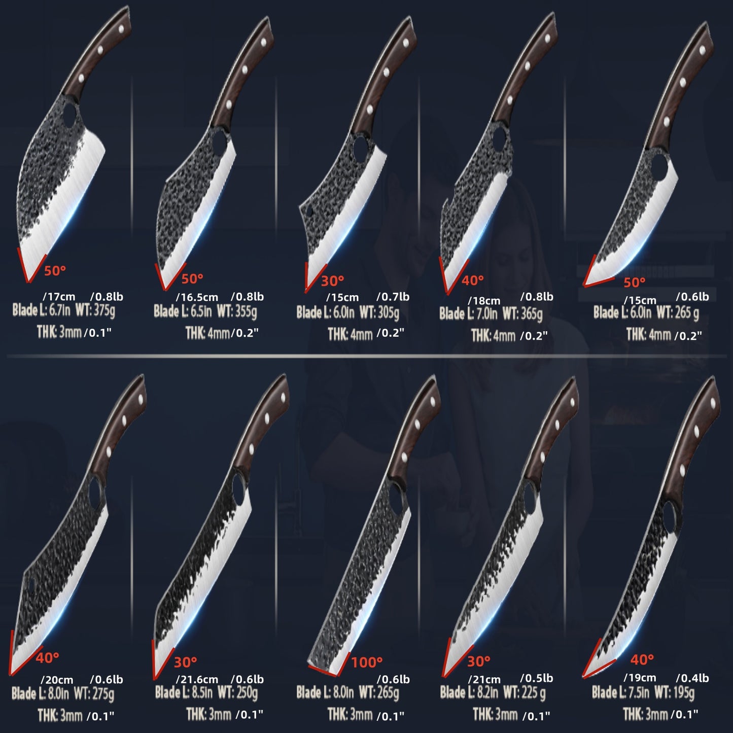 Serbian Chef Knife Set Hand Forged 15 Pieces With Knife Bag