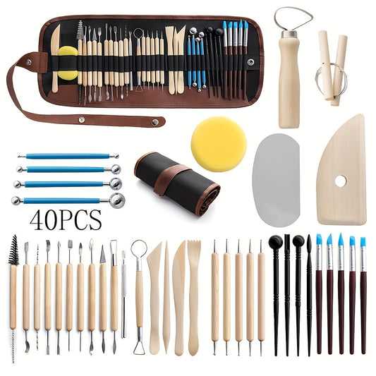 40 Piece Ceramic Tool Kit For Wood Carving And Pottery Art