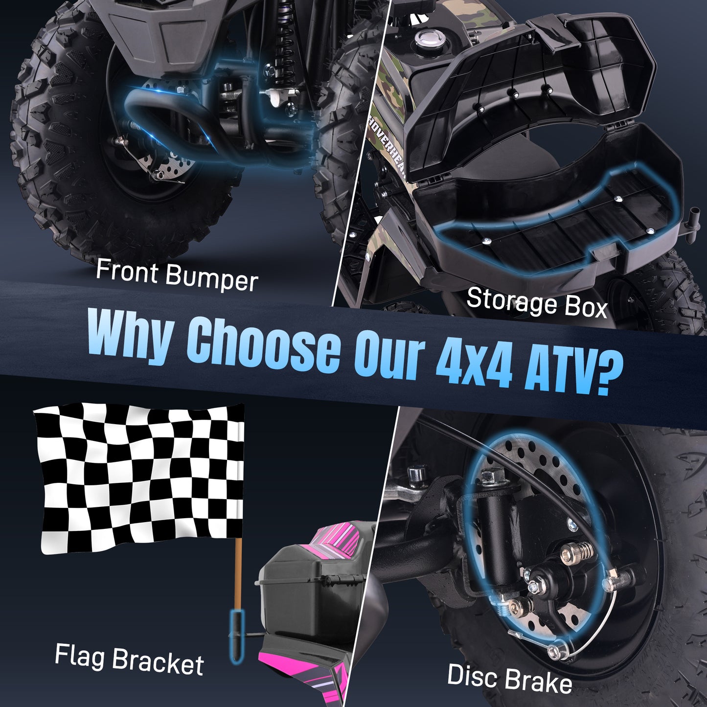 40CC 4-Stroke Kids Off-Road Quad Bike With Knobby Tires