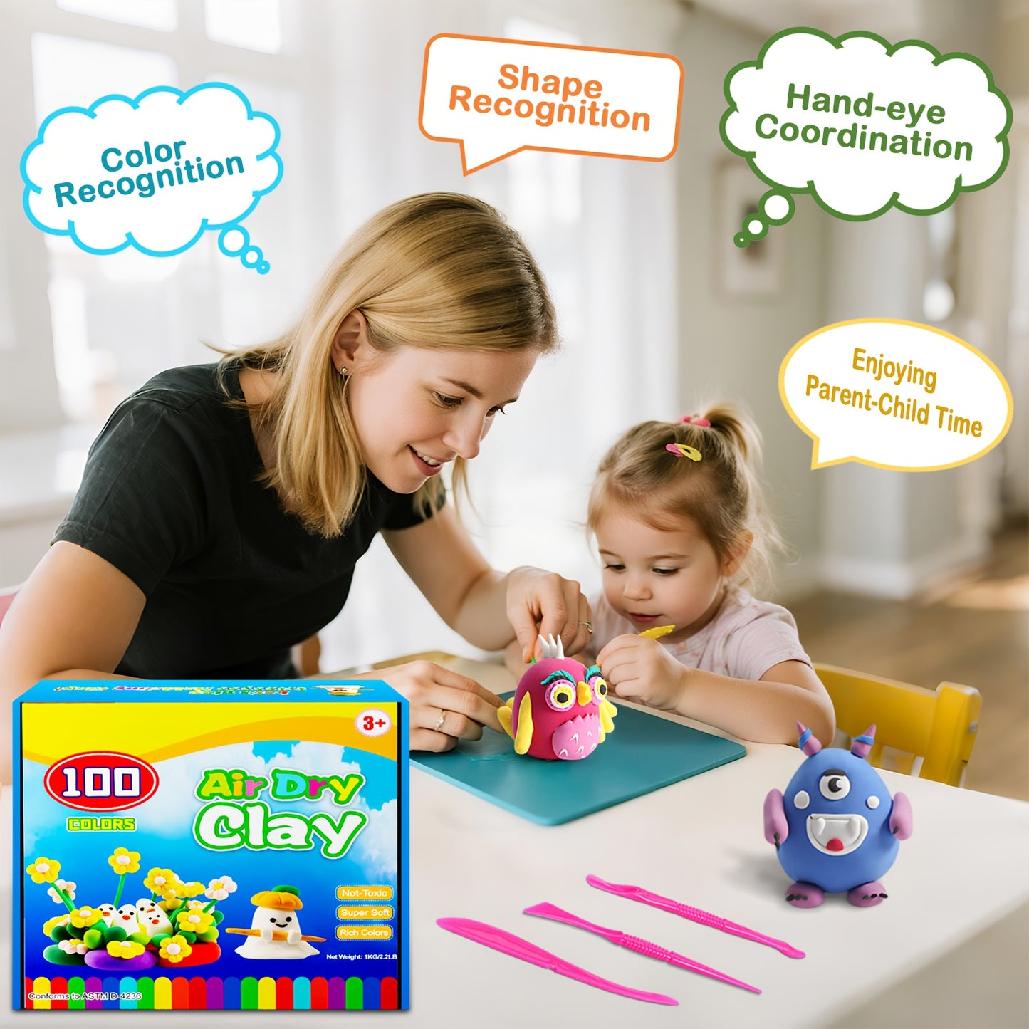 100 Colors Air Dry Clay Set With Tools For Kids Crafts