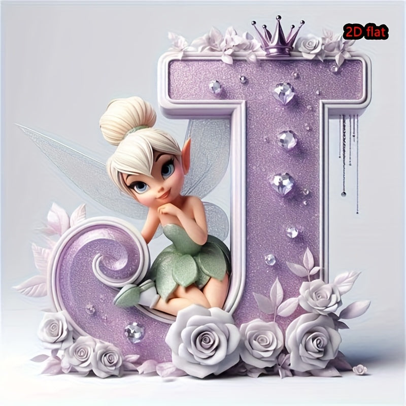 Round Diamond Art Kit with A-Z Letters and Elves Wall Decor