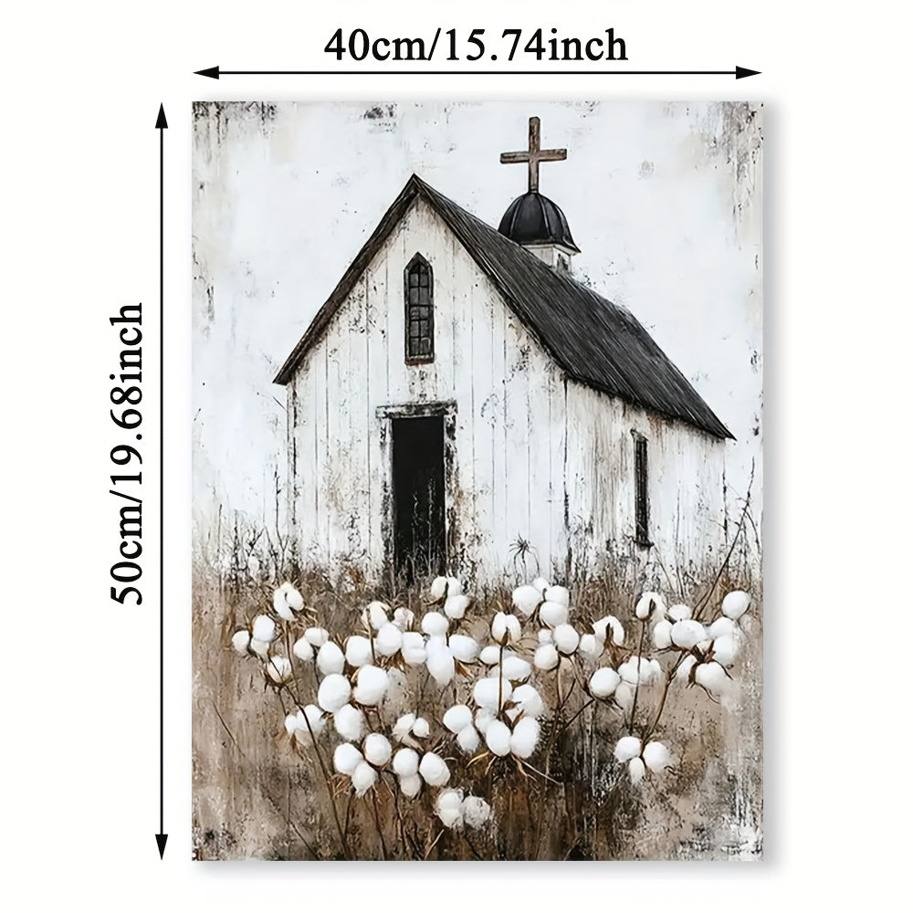 Paint By Numbers Kit Adults Rustic White Church Blossoms
