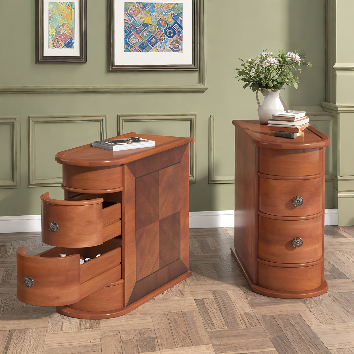 Modern Minimalist Coffee Table With 2 Storage Drawers Solid Wood Side Table Living Room Bedroom No Assembly Required