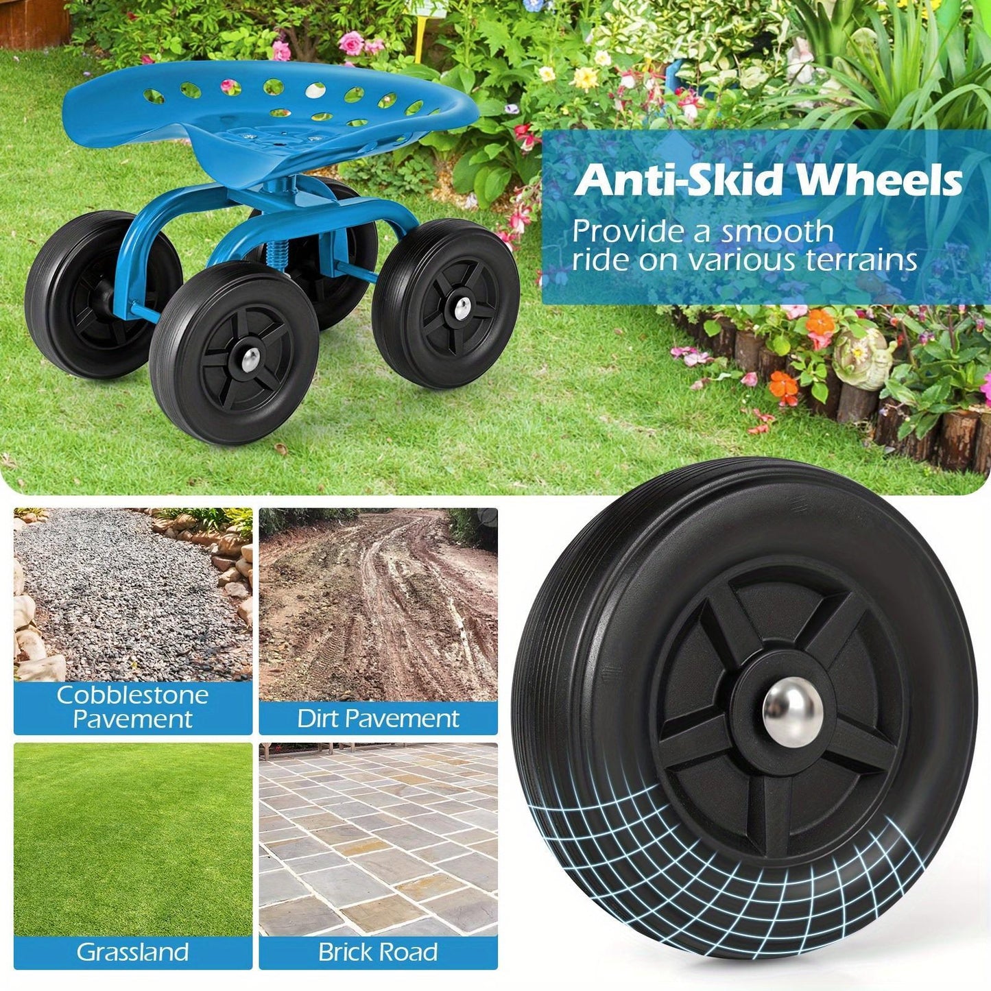 Costzon Heavy-Duty Garden Cart With Adjustable Swivel Seat