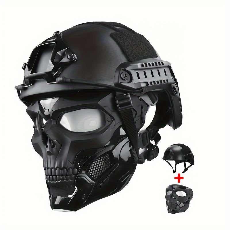 Adjustable Black Skull Mask Helmet Set for Cosplay Halloween