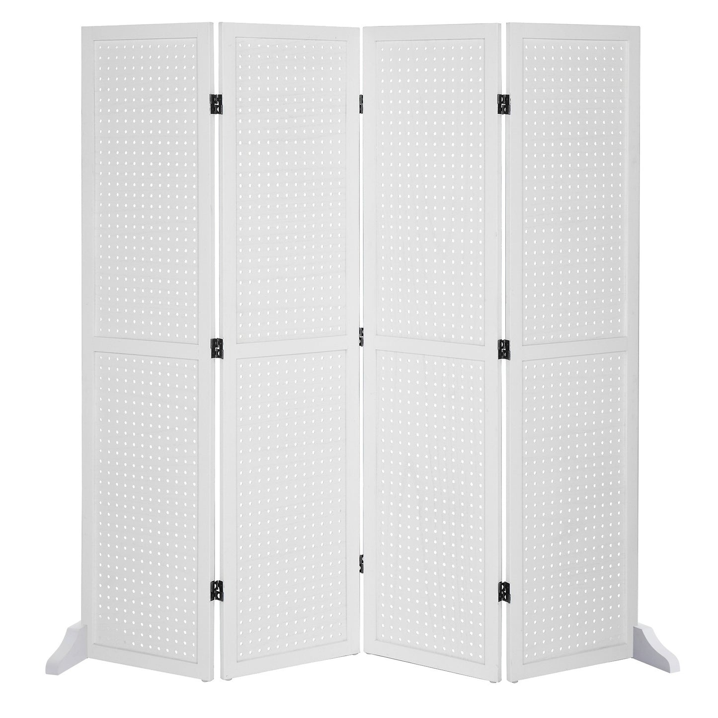 5 Ft Wood Freestanding Pegboard Room Divider Organizer