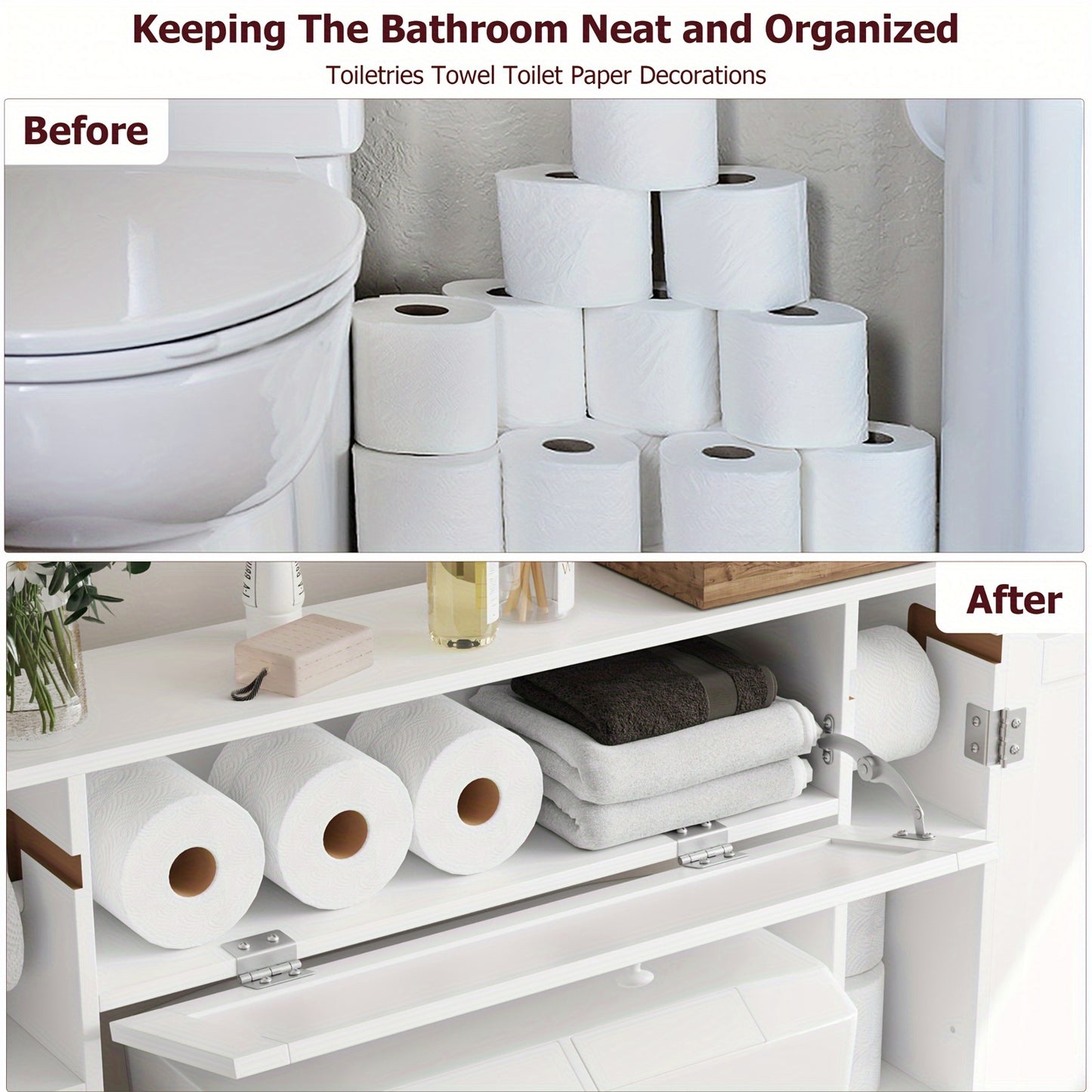 Over Toilet Storage Cabinet White With Adjustable Shelves