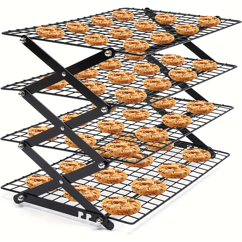 Foldable Four Layer Cooling Rack Set With Silicone Spatula