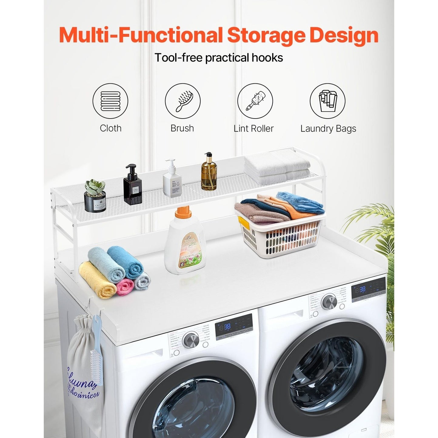 VEVOR Washer Dryer Countertop With 2 Tier Shelf Storage