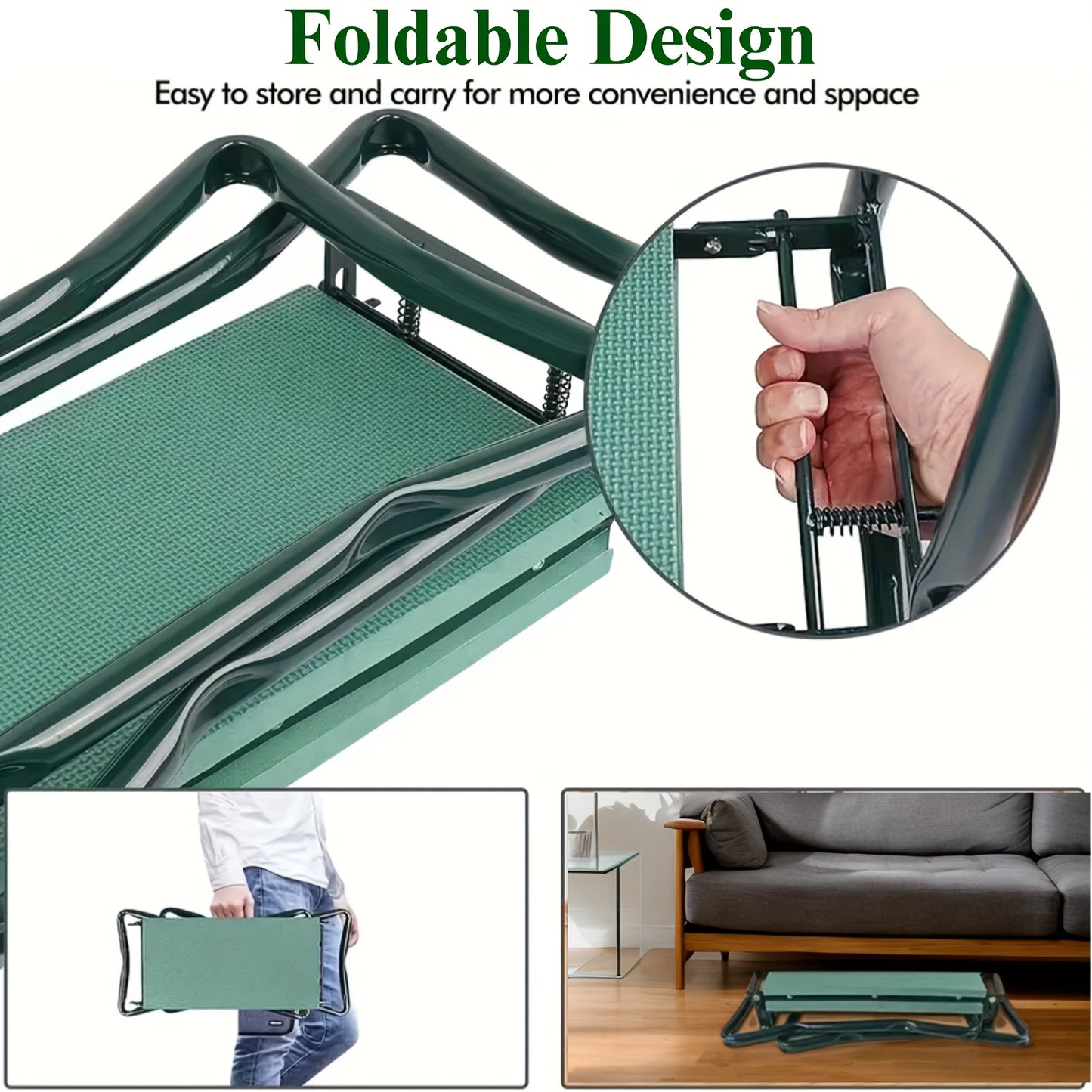 Foldable Garden Kneeling Chair With Tool Bags And Storage