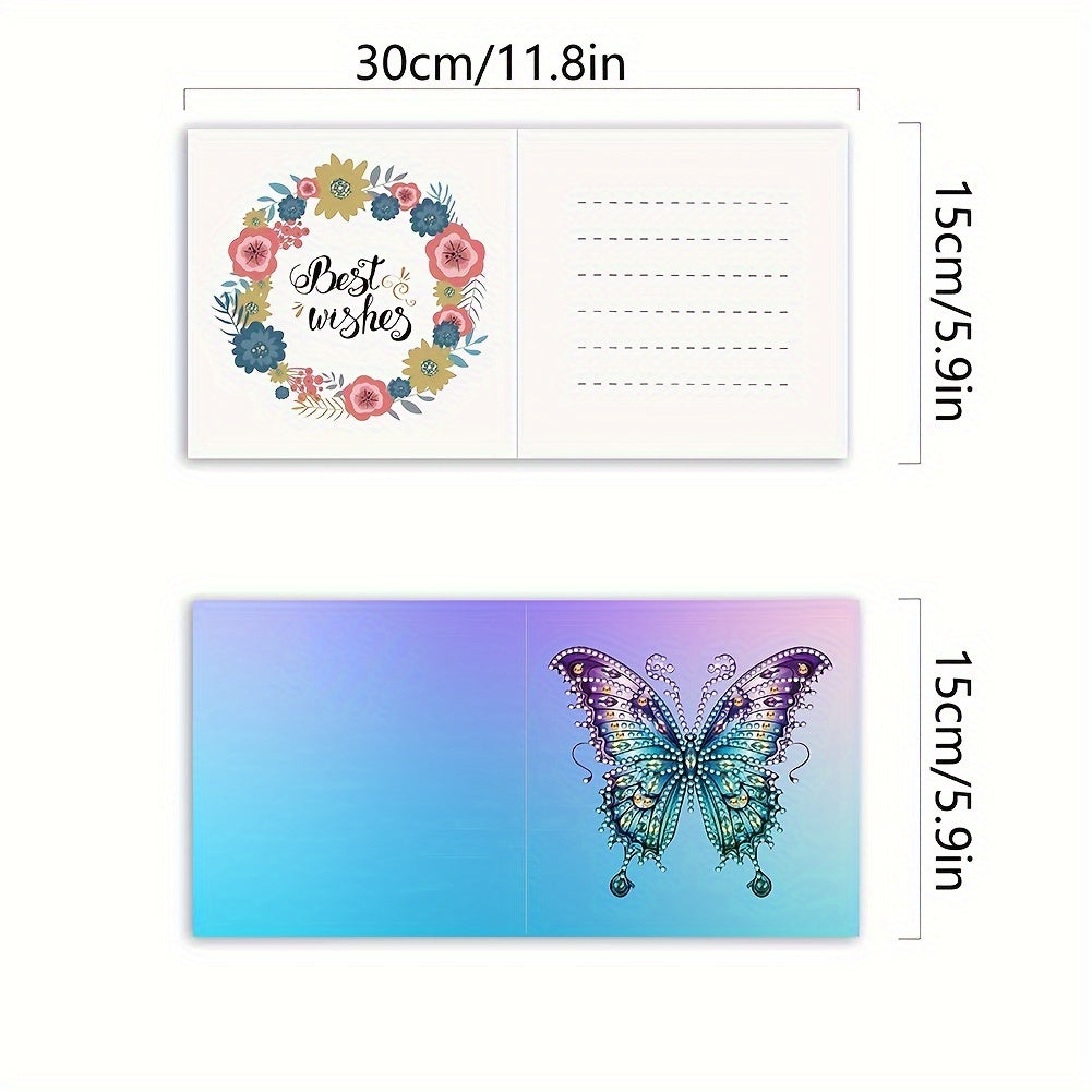 Butterfly Diamond Painting Greeting Card Kit Six Pcs DIY