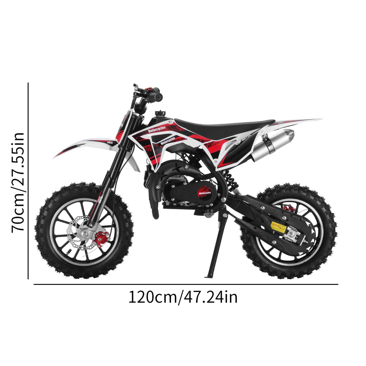 Gas-Powered Red 49cc 2-Stroke Kids Mini Motocross Bike