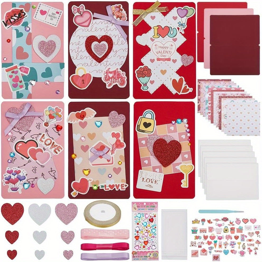 Valentine Card Making Kit With Envelopes And Ribbons