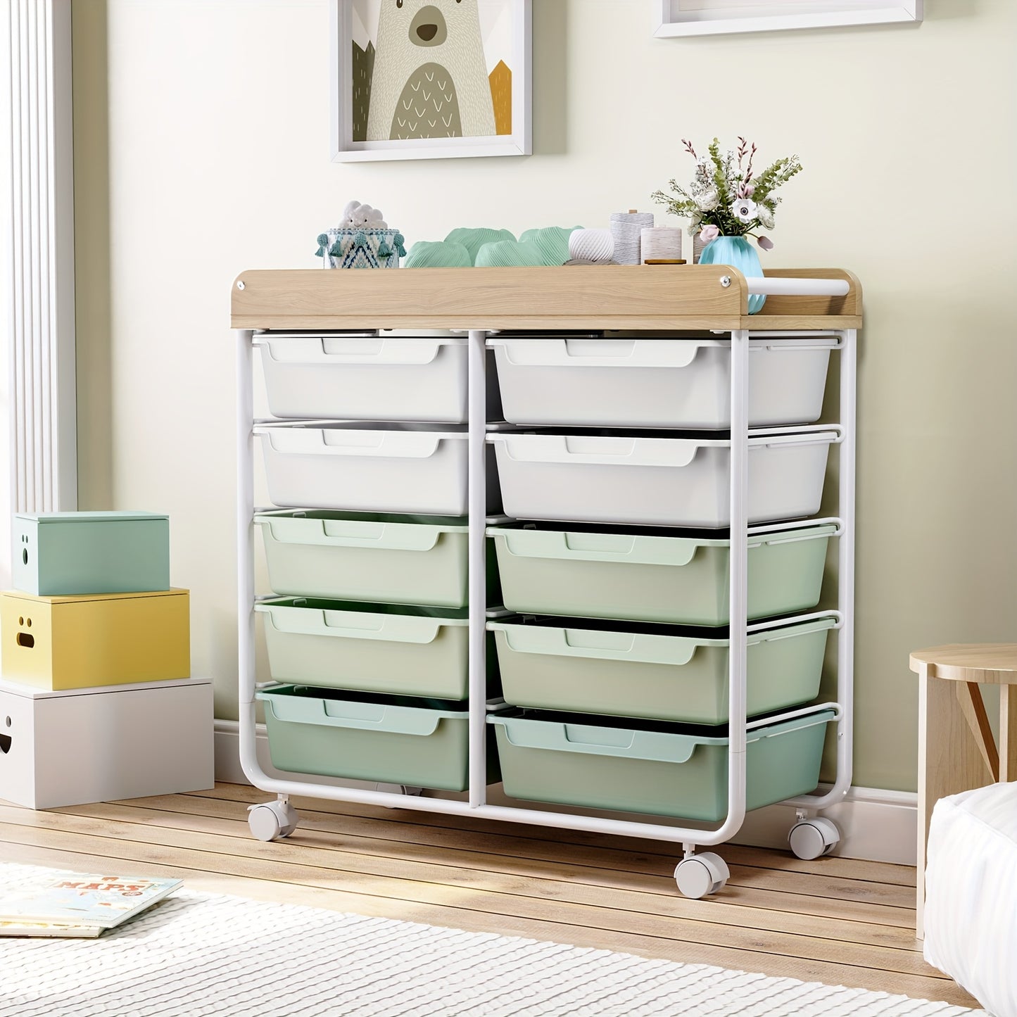 Versatile TOOLF 10-Tier Rolling Storage Cart With Drawers