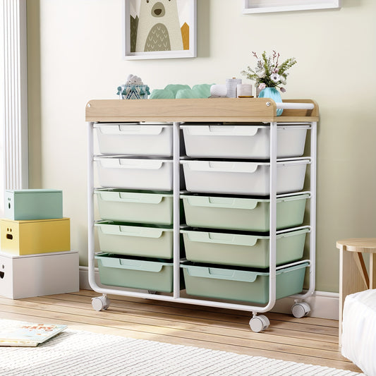 Versatile TOOLF 10-Tier Rolling Storage Cart With Drawers