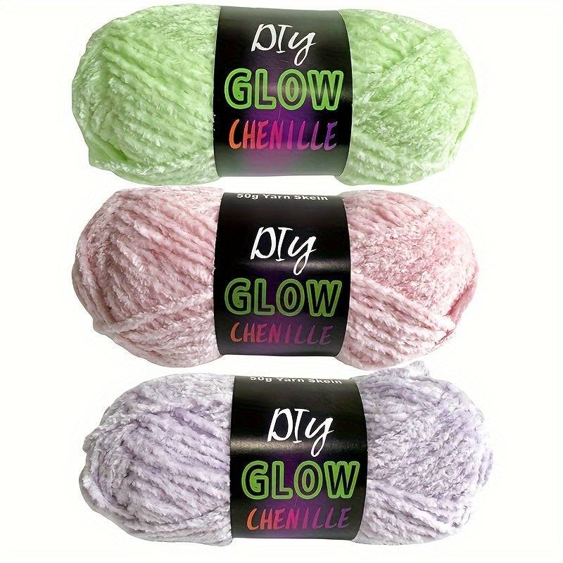 Glow In The Dark Chenille Yarn Set Neon Colors For Crafts
