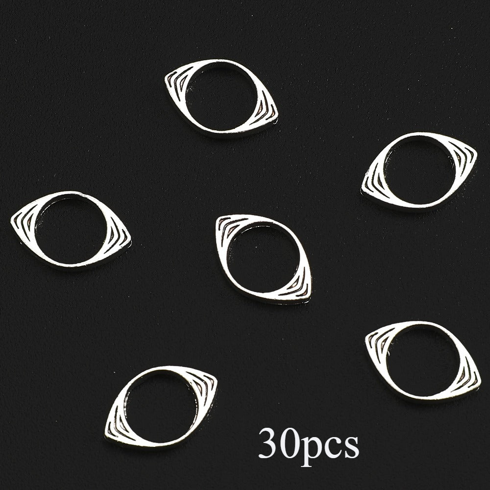 Antique Silvery Evil Eye Bead Frames Alloy Oval Spacers